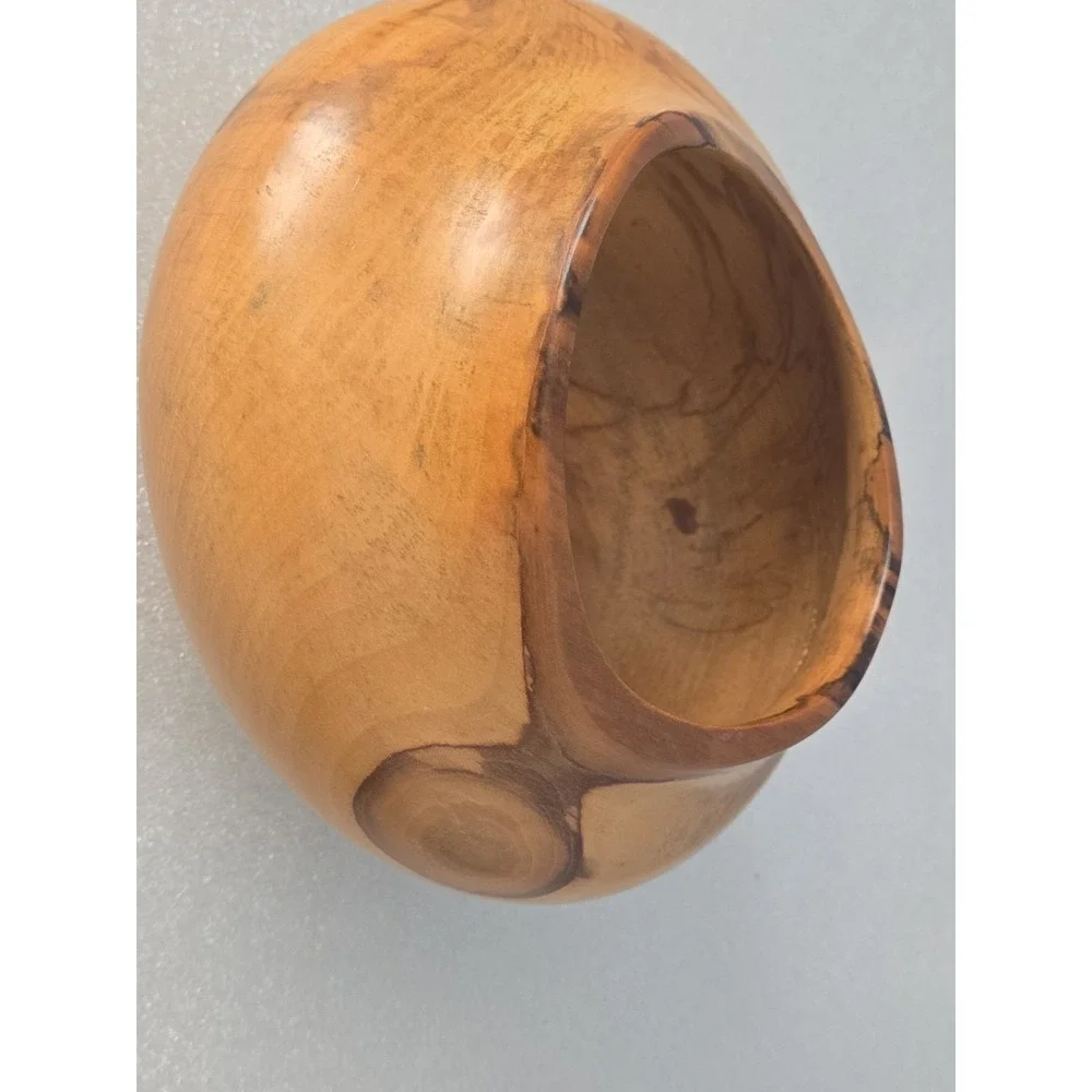 Hand‎ Turned Spalted Maple Wood Bowl Signed